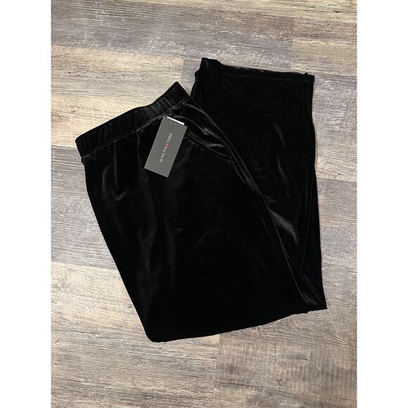 Intro Love The Fit Womens Black Velvet Pull On Relaxed Elastic Waist Pant 3X NWT - Picture 2 of 5